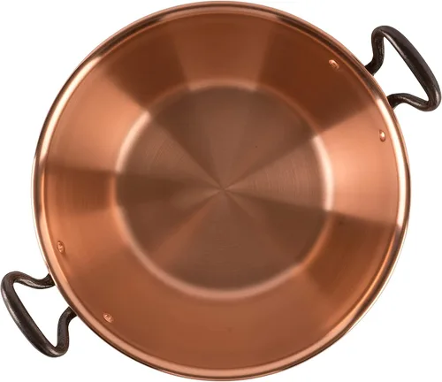 Vista 5 de olla de cobre de 10.4 pulgadas, capacidad de 3.1 cuartos de galón asas de hierro fundido olla de cobre tradicional de Francia para cocinar