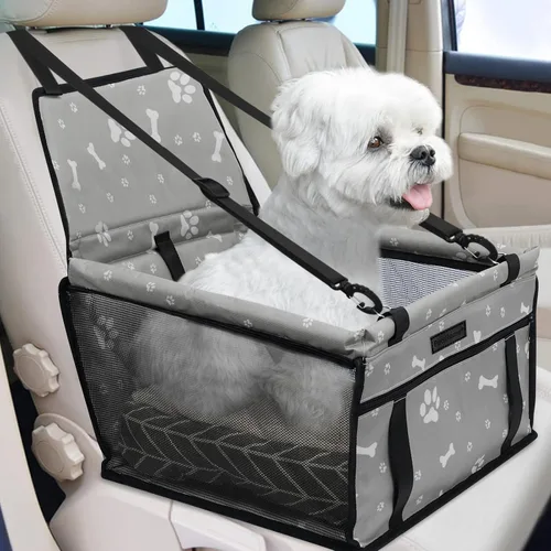 Vista 22 de Asiento de coche para perro, asiento elevador plegable para perro, impermeable, transpirable, bolsa de viaje Oxford para perros pequeños a medianos