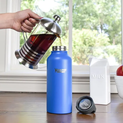 Vista 4 de Botella de agua saludable y humana, sin BPA, para deportes, viajes, de acero inoxidable, aislada