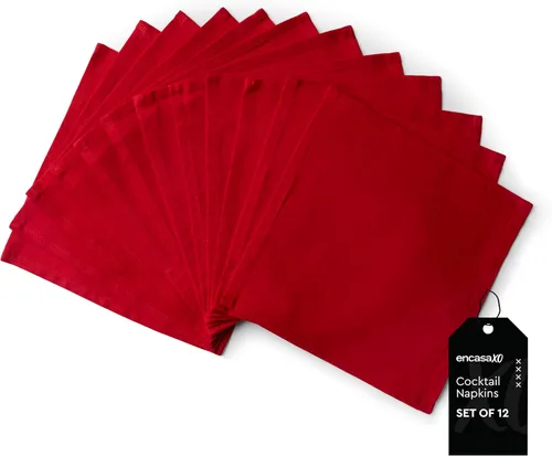 Vista 18 de Encasa XO Juego de 12 servilletas de tela de cóctel Servilletas de mesa de algodón puro Tamaño (9 x 9 pulgadas) B gris sólido Lavable a