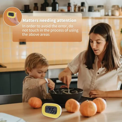 Vista 4 de Cronómetro y reloj de cocina, pantalla LCD grande con alarma fuerte, reloj digital de cuenta regresiva con alarma, parte trasera magnética, pantalla