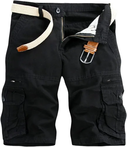 Vista 5 de Mens Khaki Cargo Shorts Classic Fit Multi Pockets Tooling Shorts 6 Inch Inseam Casual Summer Work Beach Shorts #01 Verde Ejército
