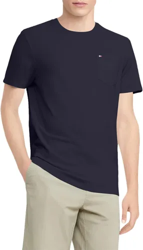 Vista 2 de Tommy Hilfiger Camiseta esencial de algodón con cuello redondo y bolsillo para hombre