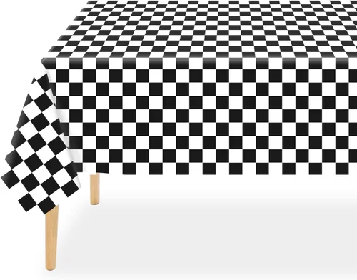 Vista 28 de QIKSION Manteles desechables de plástico negro, paquete de 2, manteles de 54 x 108 pulgadas para fiestas, graduaciones, decoraciones de Halloween