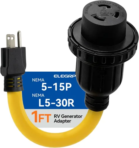 Vista 9 de ELEGRP Cable adaptador RV de 50 amperios a 15 amperios, NEMA 5-15P a SS2-50R, conector de bloqueo giratorio, convertidor eléctrico macho de 15 A a