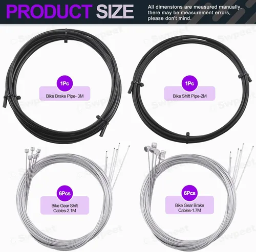 Vista 3 de Swpeet Carcasa universal para cable de cambio de bicicleta, 67 piezas, con kit de cortador de cables de bicicleta, tapas de extremo de cable