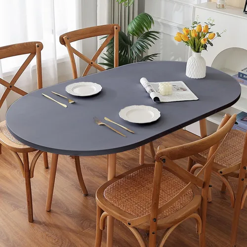 Vista 15 de Mantel redondo de elastano, suave y agradable a la piel, sin pelusas, funda de mesa de tela transpirable con banda elástica para comedor, reunión