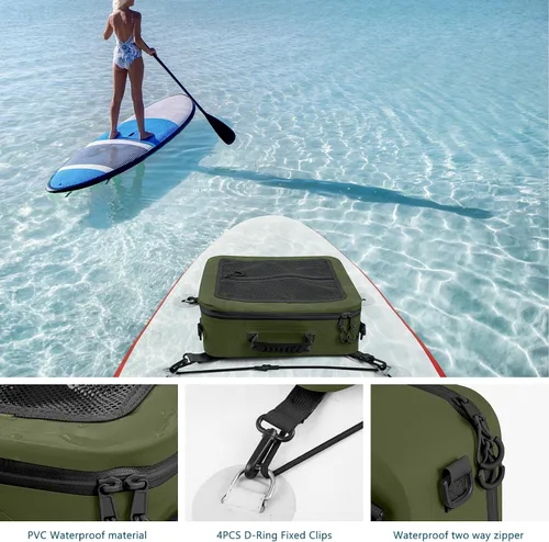 Vista 7 de MORXPLOR Bolsa térmica impermeable de PVC para paddleboard, 12 latas, enfriador aislado suave para paddleboard, camping, kayak