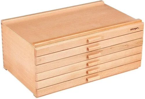 Vista 4 de KINGART Caja de almacenamiento de madera con 6 cajones para artistas, 15-3/4 pulgadas de ancho x 10 pulgadas de profundidad x 6-1/2 pulgadas
