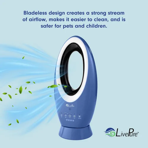 Vista 3 de LivePure Ventilador recargable para interiores y exteriores, verde azulado