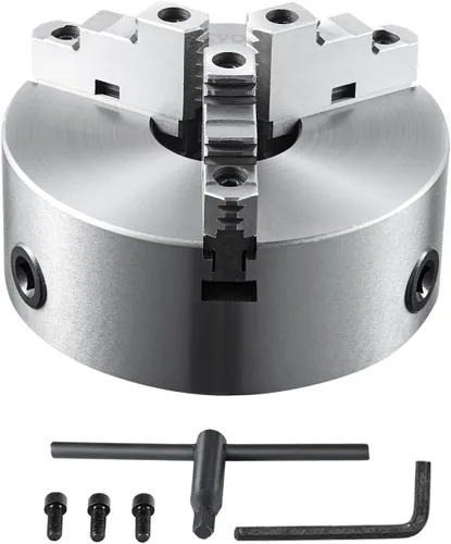Vista 13 de VEVOR - Portabrocas para torno de 6 mandíbulas, 6 pulgadas (152 mm), portabrocas autocentrante con placa de respaldo D1-4 Cam Lock, rango