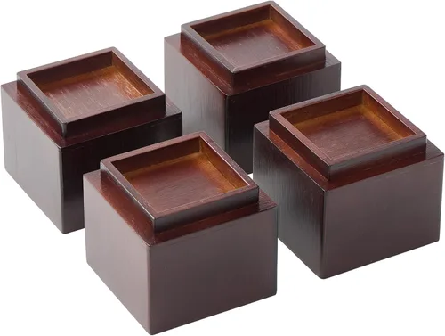 Vista 10 de Elevadores de cama de bambú de 4 pulgadas, 2000 libras, elevadores de patas de muebles resistentes con borde anticaídas, extensores de altura