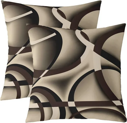 Vista 18 de Castle Fairy Juego de 2 fundas de almohada modernas con estampado de líneas geométricas de doble cara de 16 x 16 pulgadas, color gris, negro y rojo