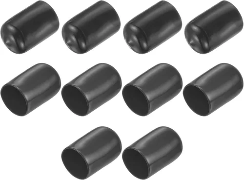 Vista 153 de uxcell 10 tapas de goma para extremos de 0.591 in de identificación, tapa de extremo redondo, protectores de rosca de tornillo, color negro