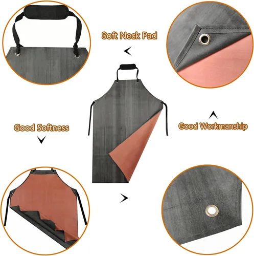 Vista 3 de TonLing Delantal de Goma Impermeable con Guantes de Goma Gruesos para Hombres y Mujeres, Delantales Químicos de Servicio Pesado con Almohadilla