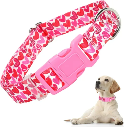 Vista 23 de Lindo collar de perro con patrones de flores verdes para perros machos y hembras, collares ajustables y cómodos para perros XS, pequeños, medianos