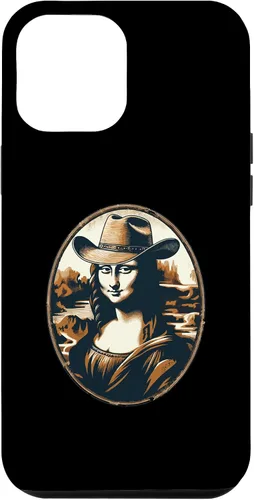 Vista 6 de Funda divertida para iPhone 15 Mona Lisa Cowgirl - Sombrero de vaquero Mona Lisa