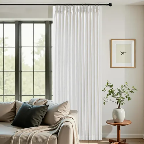 Vista 17 de Cortinas plisadas de lino semitransparentes de 96 pulgadas, filtrado de luz Natural