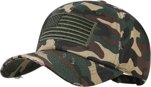 Vista 100 de IIN Gorra de béisbol con bandera estadounidense para hombres y mujeres, de perfil bajo, militar, militar, militar, para papá