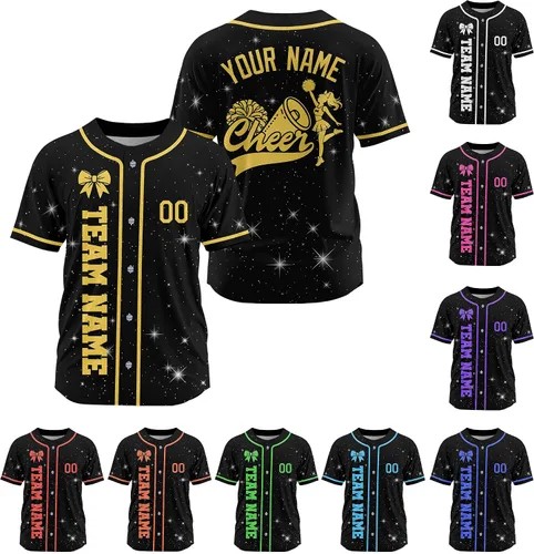 Vista 20 de Camiseta de béisbol de uniforme de animadora personalizada, camiseta de animadora para niñas, mujeres, jóvenes, niños, camiseta con purpurina