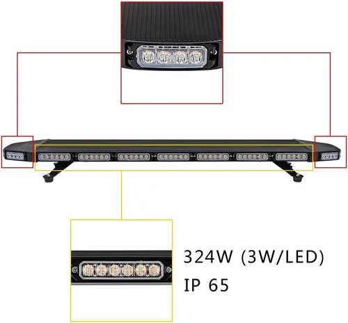 Vista 8 de CORP - Barra de luz estroboscópica de emergencia de 46 pulgadas con 108 LED y 4 luces estroboscópicas intermitentes de 4 LED, caja de control