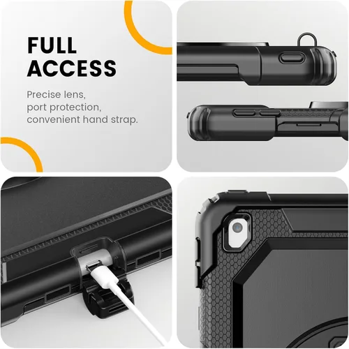 Vista 8 de Timecity - Funda para iPad de 9ª/8ª/7ª generación, de 10.2 pulgadas, funda protectora resistente con protector de pantalla, soporte giratorio