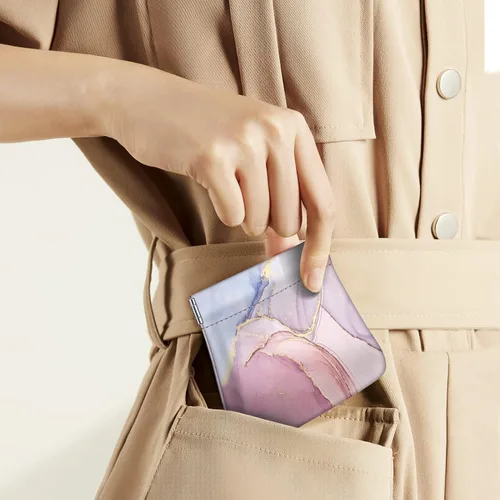 Vista 8 de Fintie - Monedero de piel sintética para monedas para mujeres y niñas, Rosa de mármol, Moda