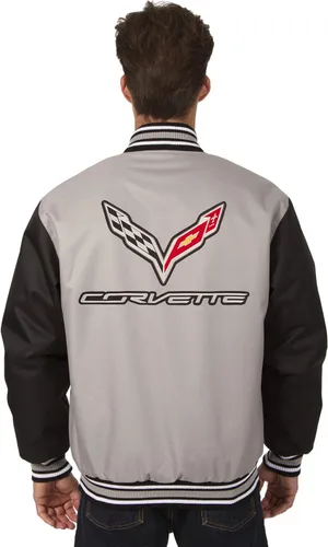 Vista 2 de JH Design Group - Chaqueta de tela cruzada para hombre con logo bordado en 3