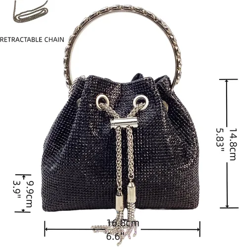 Vista 2 de Bolsas de diamantes de imitación para mujer, bolso de mano con lentejuelas brillantes, bolso de noche para boda, cóctel, graduación, fiesta, club
