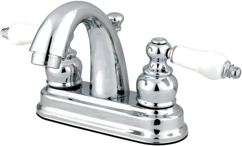 Vista 3 de Kingston Brass GKB5618PL Restoration - Grifo de lavabo central de 4 pulgadas con ventana emergente, níquel cepillado