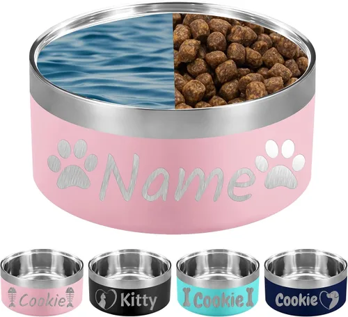 Vista 11 de Custom Dog Bowl Personalized Dog Bowls with Name Stainless Steel Non-Slip Negro