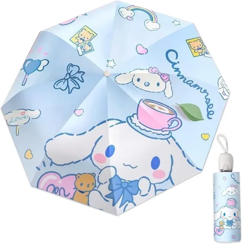 Vista 7 de Roffatide Paraguas de viaje plegable compacto de anime, con apertura automática, 8 costillas, resistente al viento, impermeable, protección contra