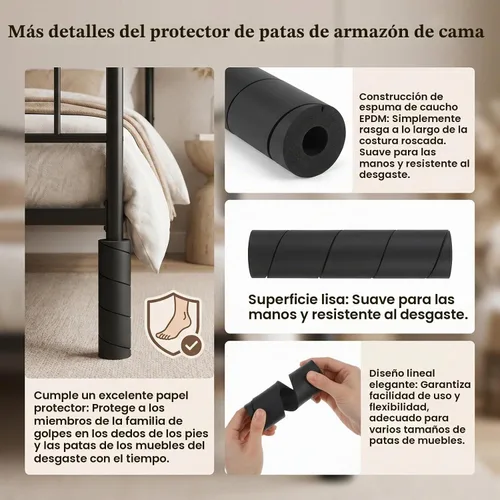 Vista 4 de Paquete de 12 protectores de dedos de base de cama reutilizables de espuma para proteger los dedos de los pies, fundas de patas de 6 pulgadas