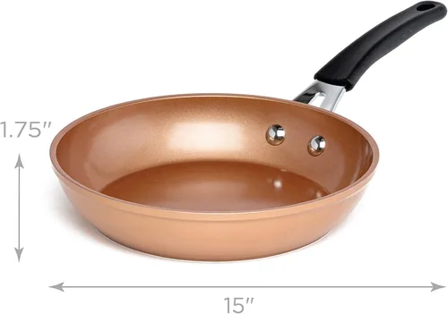 Vista 2 de Ecolution Cerámica de titanio, fácil de limpiar, mango de silicona antiadherente que se mantiene fresco, sartén de 8 pulgadas, cobre