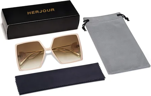 Vista 7 de Allarallvr Gafas de sol cuadradas de gran tamaño para mujer, gafas de sol Tetro de moda para mujer, gafas de sol AR82009