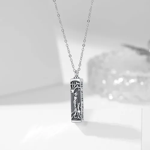 Vista 23 de Collar con colgante de urna de cenizas de cremación y árbol de la vida para mujer, plata de ley US1