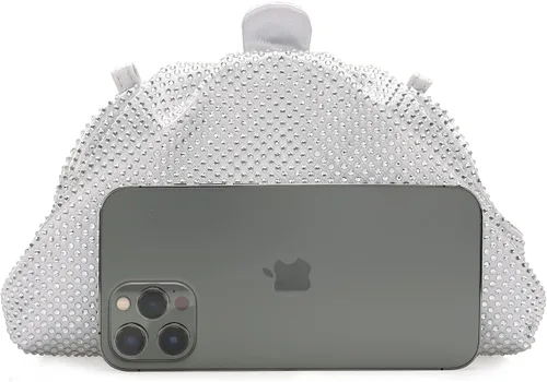 Vista 2 de nodeber Bolso de mano con marco de cristal con diamantes de imitación, bolso de embrague plisado para mujer