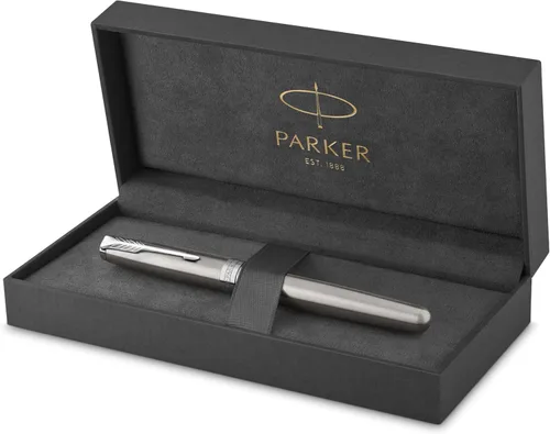Vista 10 de PARKER Sonnet 1931473 pluma estilográfica, laca roja con decoración dorada y punta fina, Negro mate Mate negro