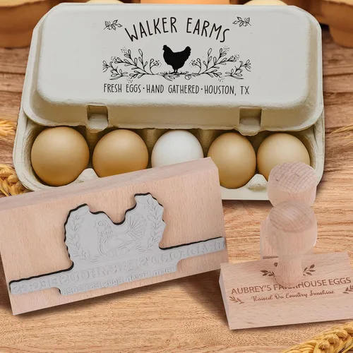 Vista 6 de Terwex Sellos de Cartón de Huevos Personalizados, Sello de Cartón de Huevos Personalizado, Sello de Goma para Cartones de Huevos Frescos de Granja