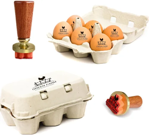 Vista 5 de Sello de huevo, sellos de huevos personalizados para huevos frescos, diseños únicos personalizados para huevos de gallina de granja, marca en huevos