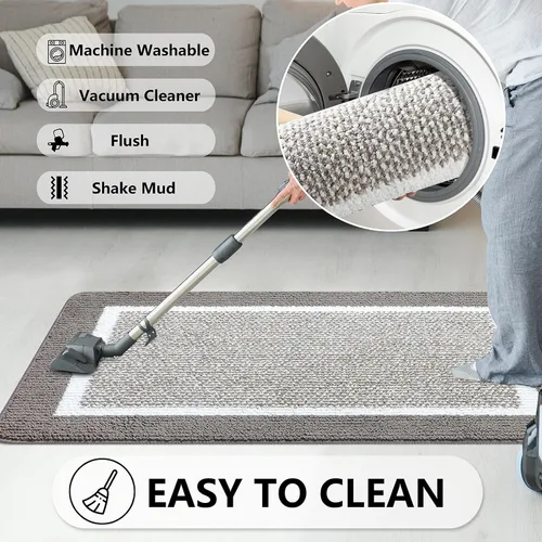 Vista 6 de REFETONE Tapete para interiores, tapete para puerta delantera y trasera, 24 x 36 pulgadas, parte trasera de goma absorbente, antideslizante, lavable