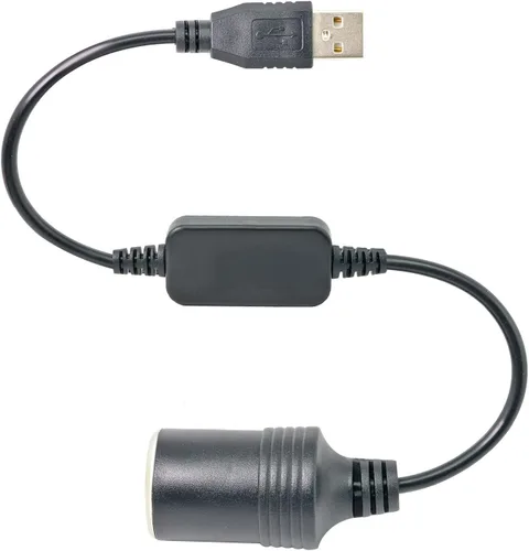 Vista 2 de ARECORD Adaptador USB a 12 V CC - USB A macho a encendedor de cigarrillos de coche, convertidor de corriente hembra (salida máxima 12V 0.8A)