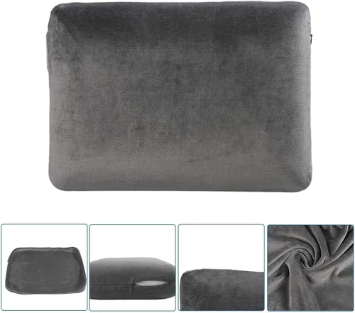 Vista 2 de Almohada rectangular de viaje de espuma viscoelástica de 15.4 x 11.0 x 3.5 in, cojín suave de rebote lento para cabeza y cuello con funda extraíble