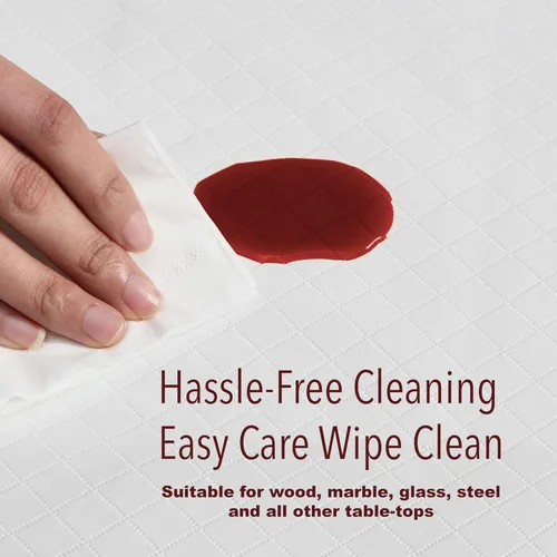 Vista 7 de Newbridge Protector acolchado impermeable de corte para adaptarse a la mesa con reverso de franela, resistente al calor, se limpia con un paño