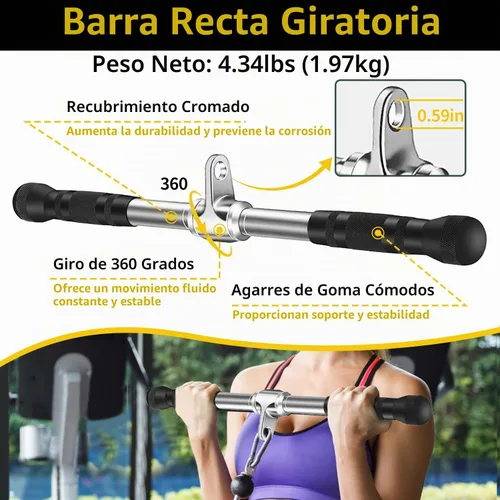 Vista 5 de Accesorio para máquina de cable, accesorios de extracción LAT, accesorios de gimnasio en casa, accesorio desplegable de tríceps