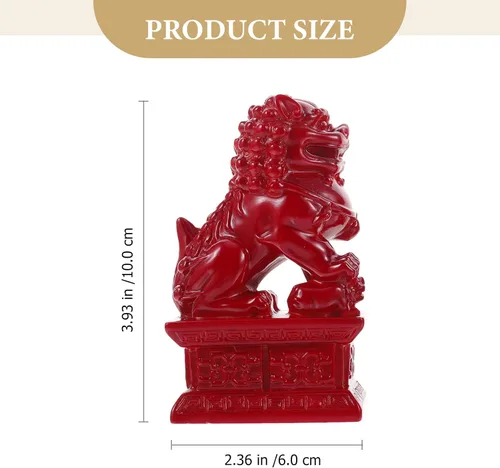 Vista 4 de BESTOYARD 1 par de adorno de león de piedra asiática estatua de león Fu Perros Estatua de animales salvajes Estatua de Feng Shui Estatuas