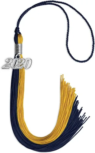 Vista 65 de Endea Graduation Borla de doble color con gota de fecha plateada (negro/oro antiguo, 2025)