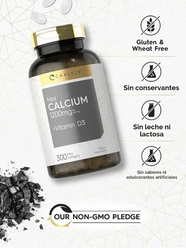 Vista 4 de Carlyle Calcio 1200 mg con vitamina D3 300 cápsulas blandas Suplemento sin OMG y sin gluten Suplemento sin OMG y sin gluten