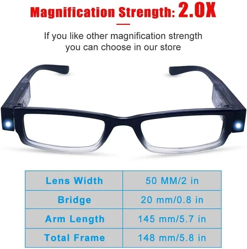Vista 4 de Paquete de 3 lentes de lectura con luces y lupa con luces en el marco, lupas LED brillantes para lectores con luz para hombres y mujeres, anteojos