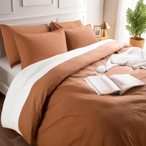 Vista 80 de NEXHOME PRO Funda de edredón Twin XL 100% algodón lavado, transpirable, duradera, texturizada, similar al lino, juego de ropa de cama para el hogar